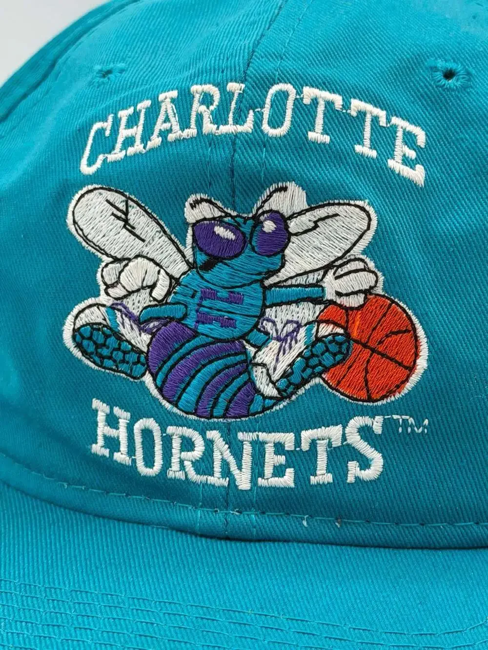 Vintage Charlotte Hornets Snapback Hat The Game G Cap NBA Hugo Logo Teal 90s